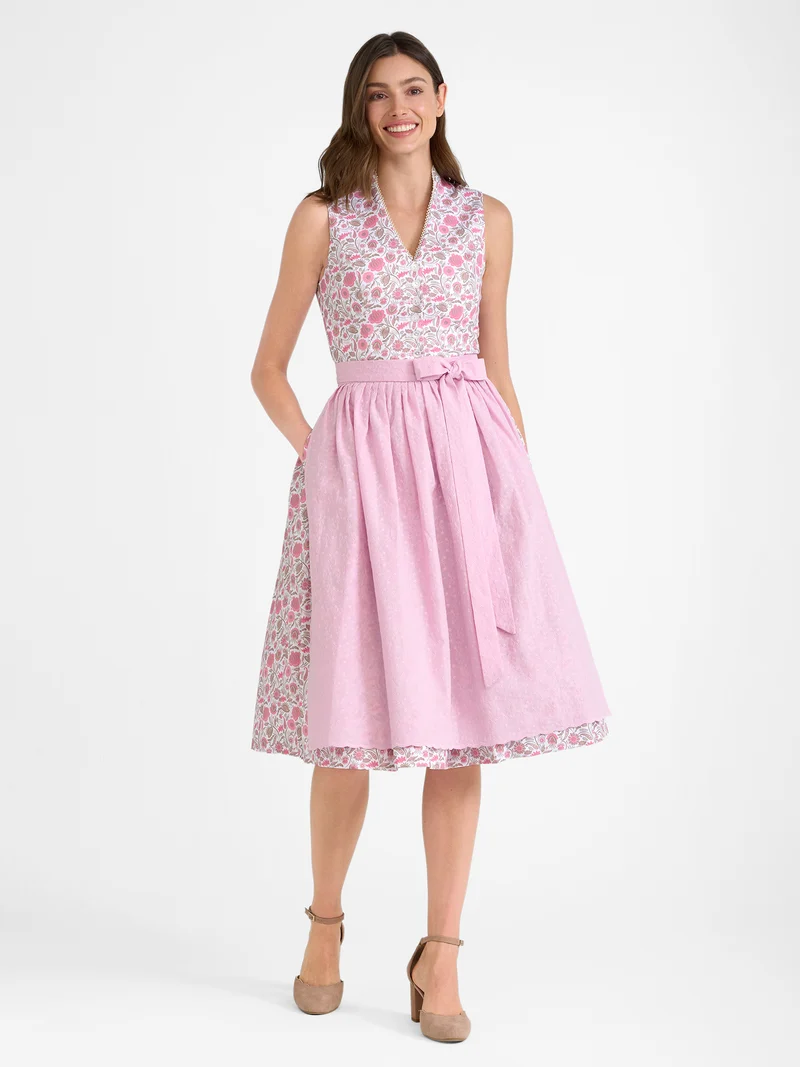 Baumwolldirndl mit bestickter Schürze