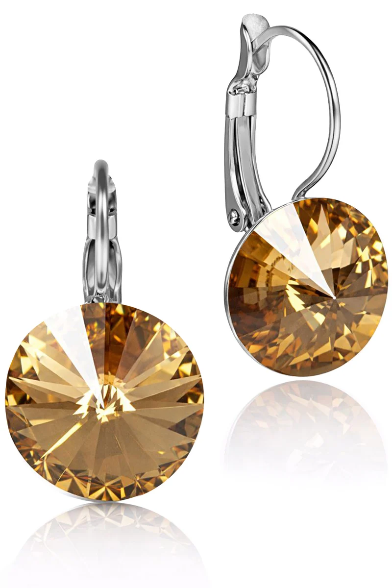 LUISIA® Ohrringe Rivoli mit Kristallen von Swarovski® 14 mm | Light Col. Topaz