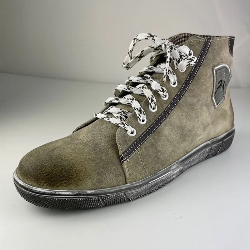 MADDOX Trachten Leder Schuhe Hohe Sneaker "Marinus" | Stein