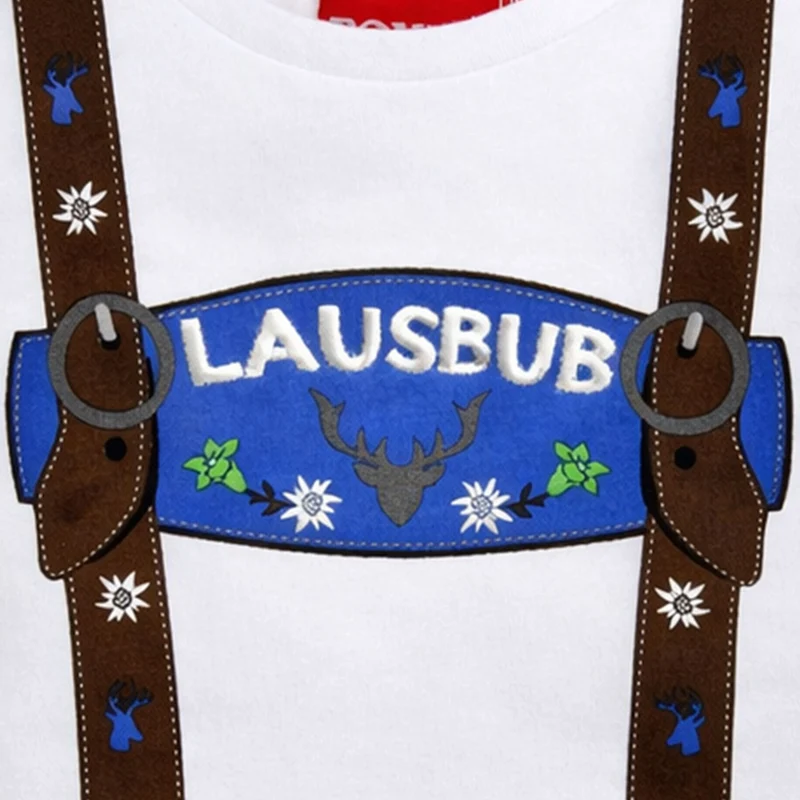 BONDI Baby Jungen Hosenträger T-Shirt "Lausbub" 91325 | Weiß Blau