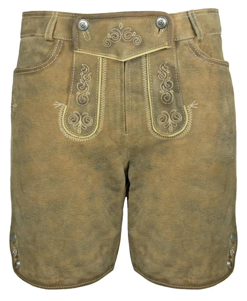 Maddox Kurze Damen Lederhose Elsa - Hellbraun Antik Buche