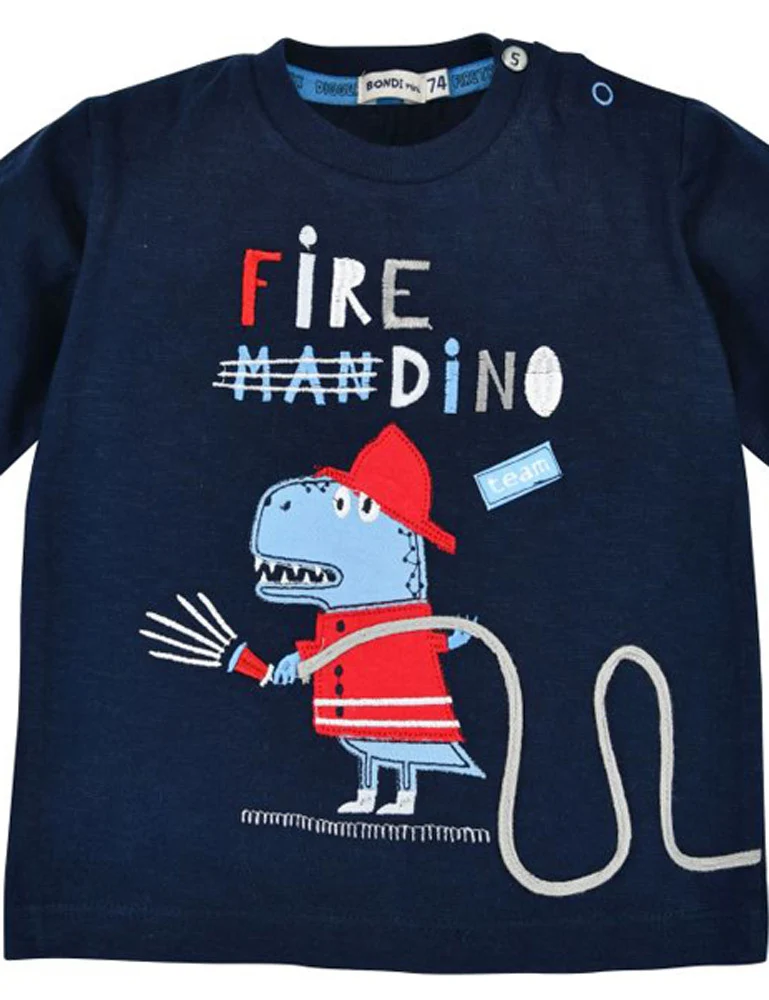 BONDI Baby Kinder Langarmshirt "Fire Dino" 91431 | Navy
