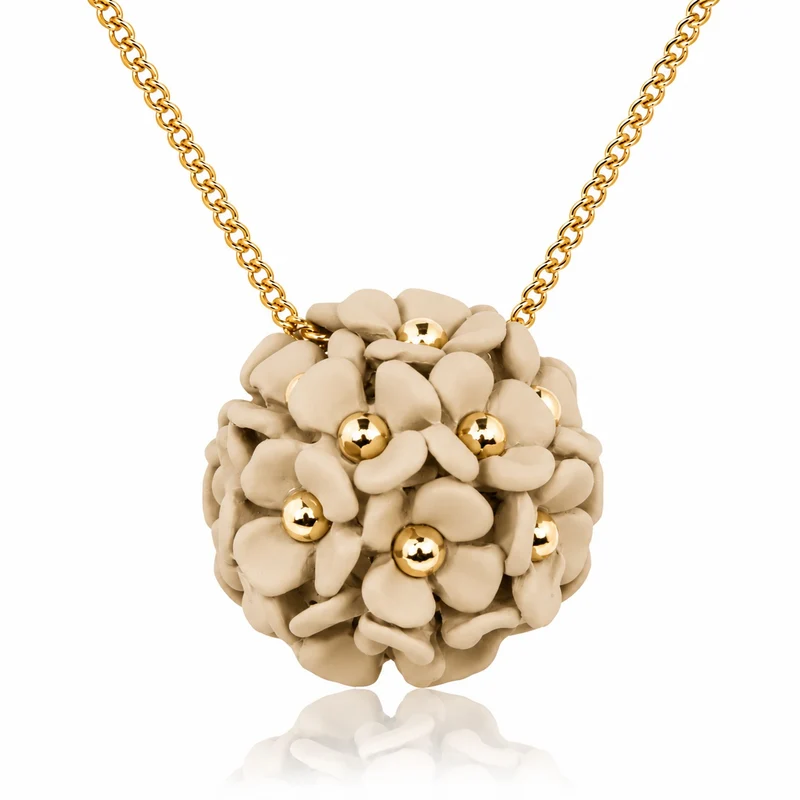 LUISIA® Halskette "Mia" mit Blüten Kugel - 16 Karat vergoldet | Sand