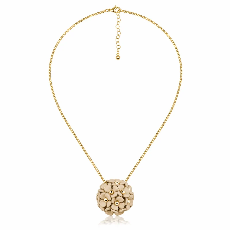 LUISIA® Halskette "Mia" mit Blüten Kugel - 16 Karat vergoldet | Sand