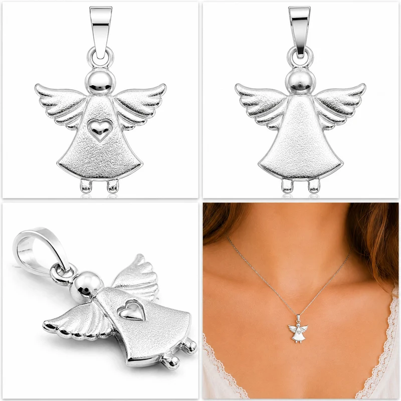 LUISIA® Kettenanhänger Engel Schutzengel mit Herz | 925 Sterling Silber