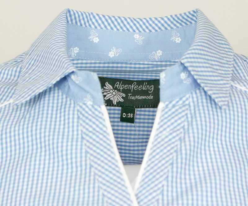 Maddox Damen Langarm Trachtenbluse Innsbruck - Hellblau Sky