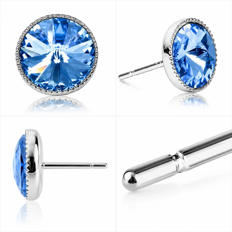 LUISIA® Solitär Ohrstecker "Joy" mit Kristallen von Swarovski® | Light Safir