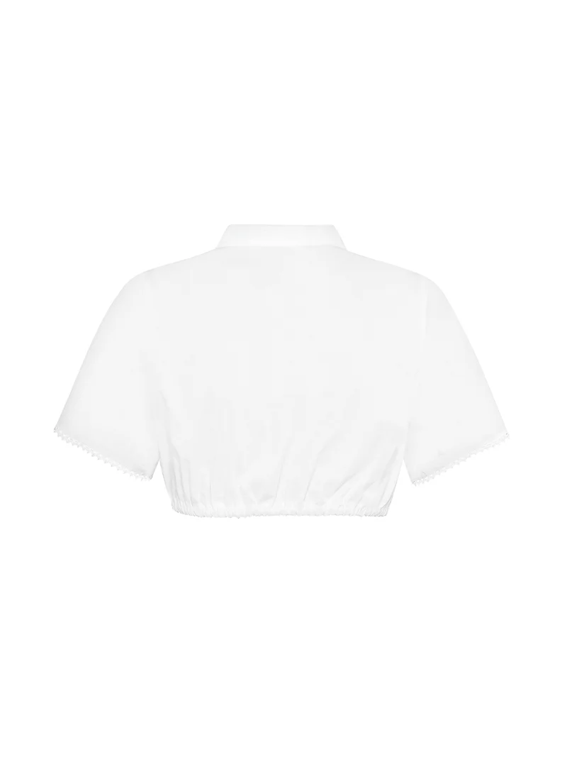 Schlichte Dirndlbluse mit Spitzenabschluss