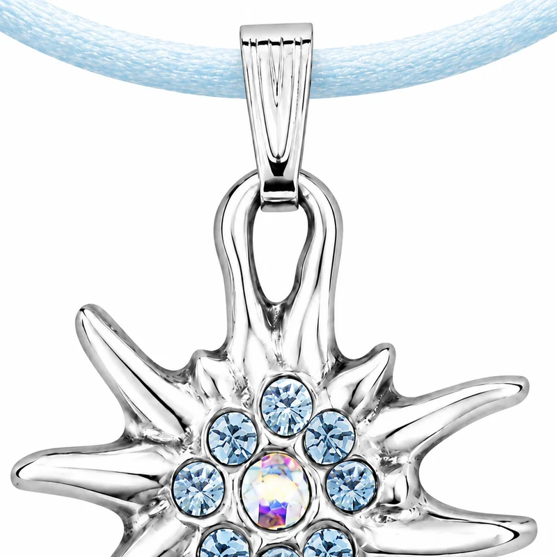 LUISIA® Kinder Halskette "Edelweiß" mit Kristallen von Swarovski® | Hellblau