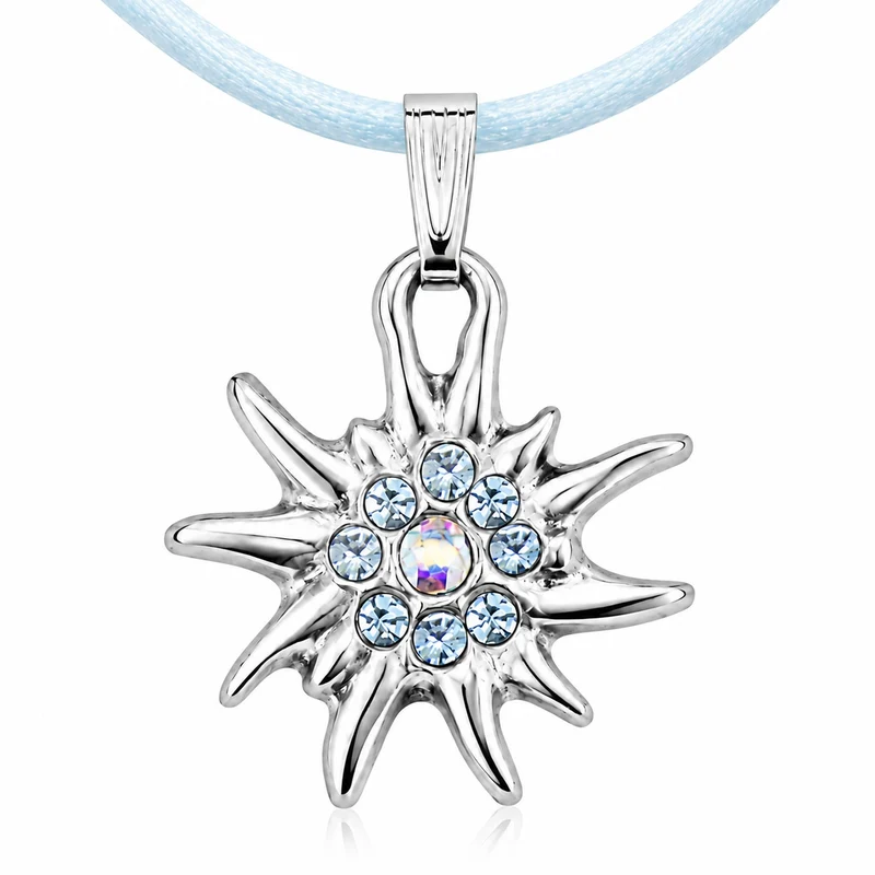 LUISIA® Kinder Halskette "Edelweiß" mit Kristallen von Swarovski® | Hellblau