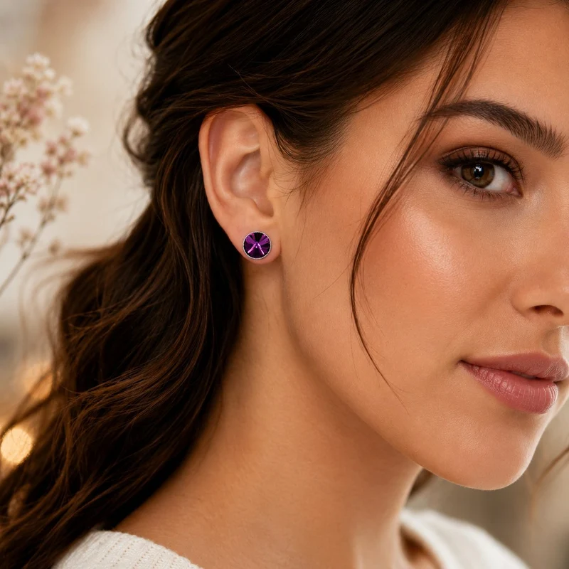 LUISIA® Solitär Ohrstecker "Joy" mit Kristallen von Swarovski® | Amethyst