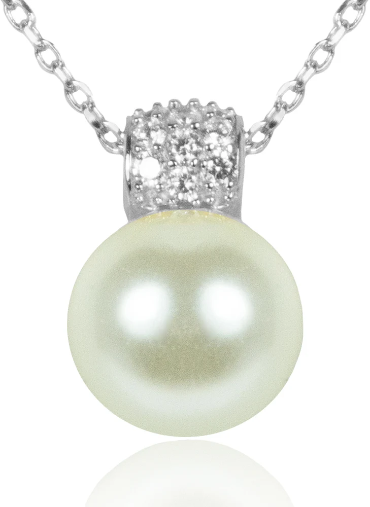 LUISIA Filigrane Damen Halskette mit Perlen-Anhänger - 925 Silber Schmuck mit Zirkonia