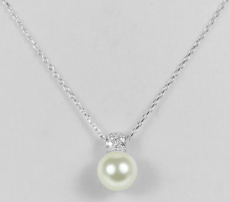 LUISIA Filigrane Damen Halskette mit Perlen-Anhänger - 925 Silber Schmuck mit Zirkonia