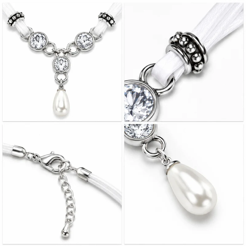 LUISIA® Halskette "Cami" mit Kristallen von Swarovski® und Perle | Weiß