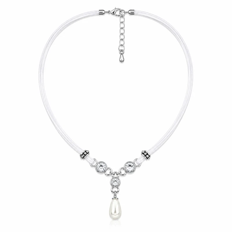 LUISIA® Halskette "Cami" mit Kristallen von Swarovski® und Perle | Weiß