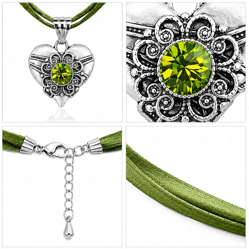 LUISIA® Halskette "Paula" mit Kristallen von Swarovski® | Grün