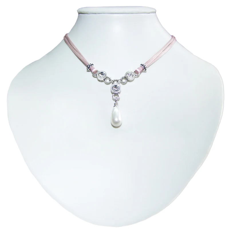 LUISIA® Halskette Cami mit Premium Kristallen und Perle - Rosa