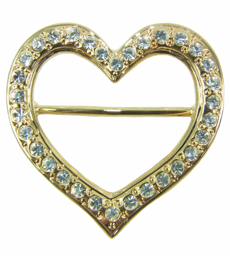 Herz Schalring mit Strass - Tuch Brosche | Gold