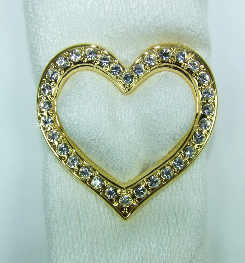 Herz Schalring mit Strass - Tuch Brosche | Gold