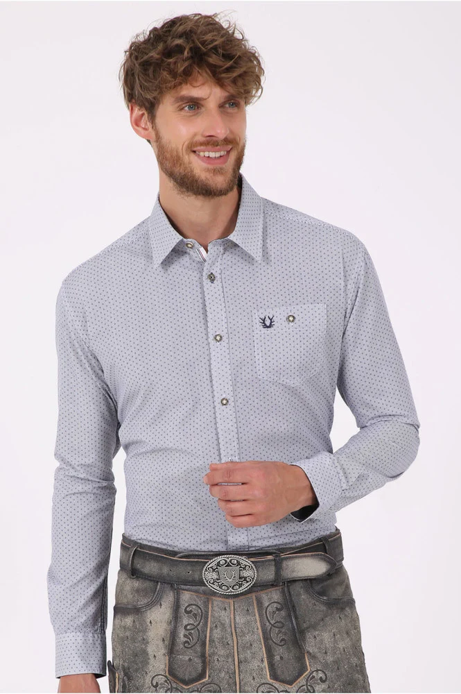 Krüger Herren Trachtenhemd "Rune" mit Hirschstickerei 901331 - Blau