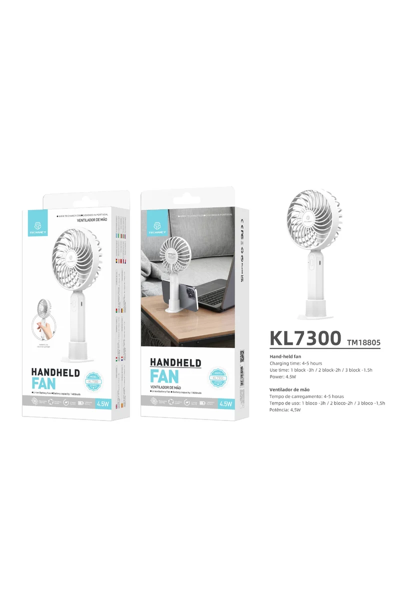 Ventilator - Tragbarer Handventilator - Modell KL7300 - USB Wiederaufladbar