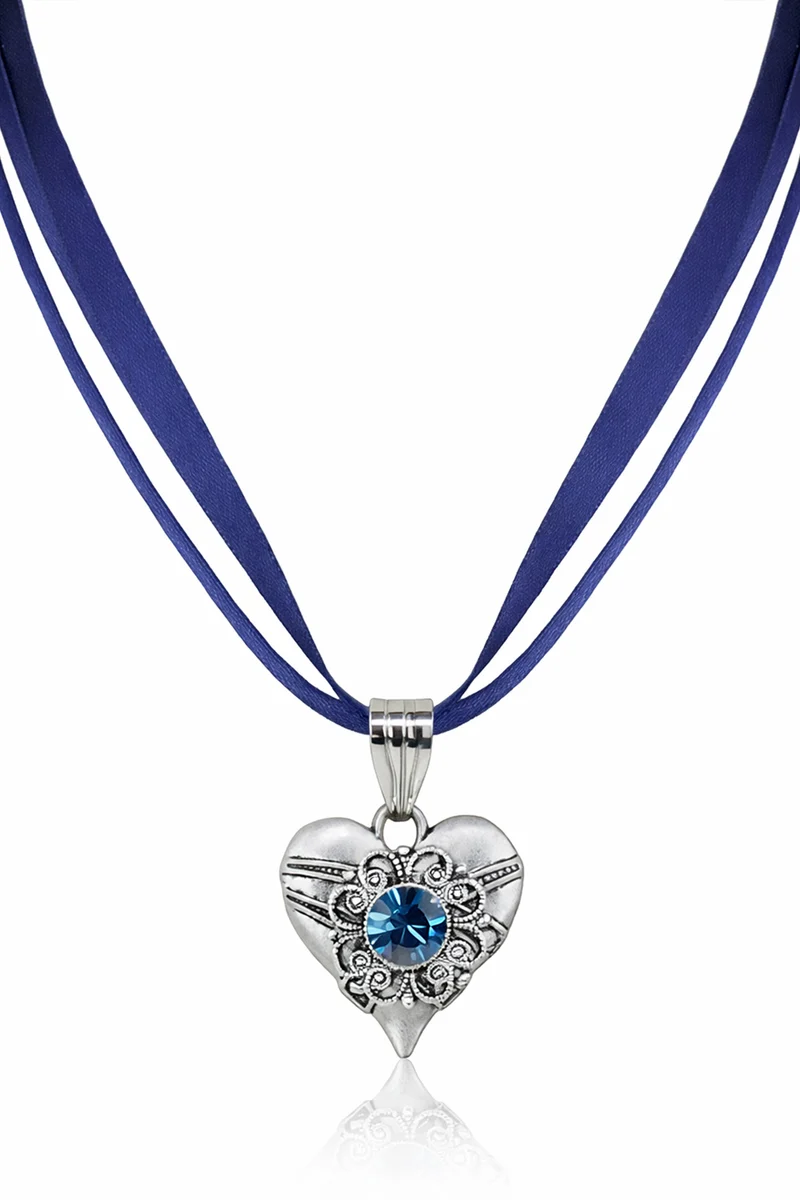 LUISIA® Halskette "Paula" - Herzanhänger und Premium Kristall | Ozeanblau