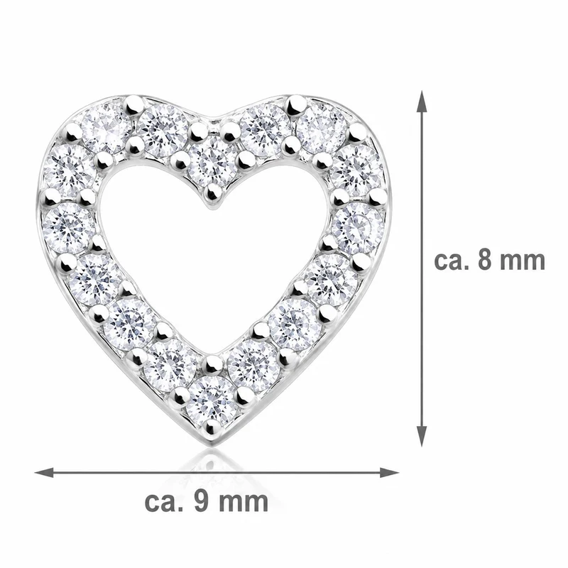 LUISIA® Ohrstecker "Herz mit Zirkonia" - 925 Sterling Silber