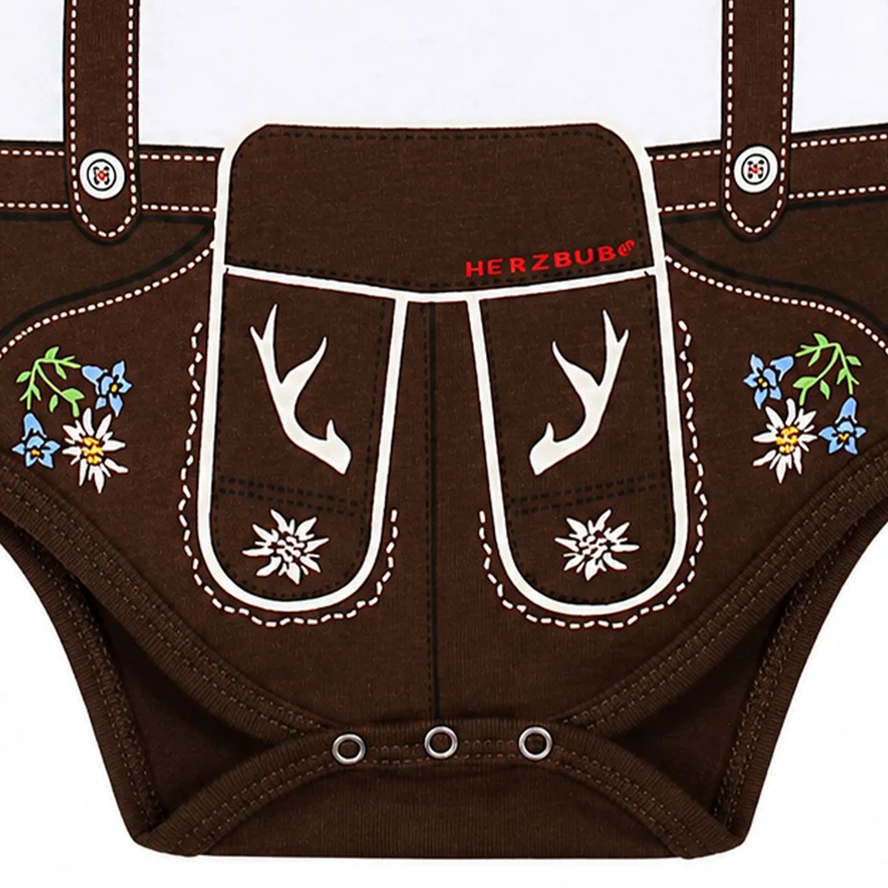 BONDI Baby Body Lederhose "Gipfelkraxler" 905090 | Weiß Braun