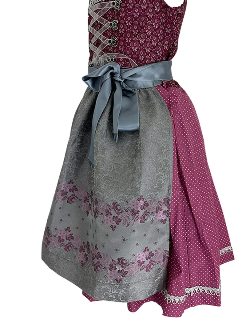 Isar-Trachten Jugend Dirndl "Karina" 44732 | Bordeaux Silbergrau