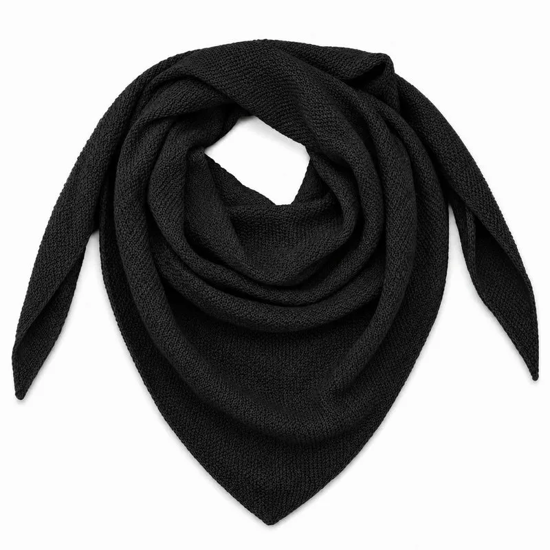 XL Strick Dreieckstuch - Schal 200 x 80 cm | Schwarz