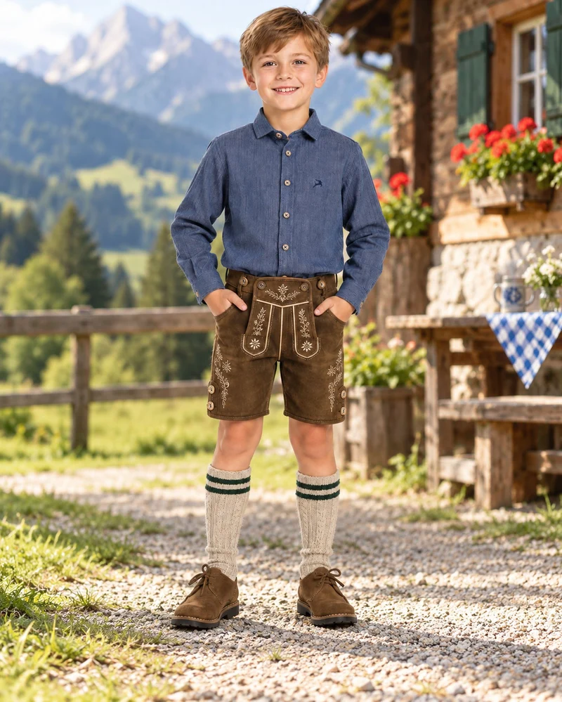 MADDOX Kinder Trachtenhemd "Jonas" K-107 | Blau