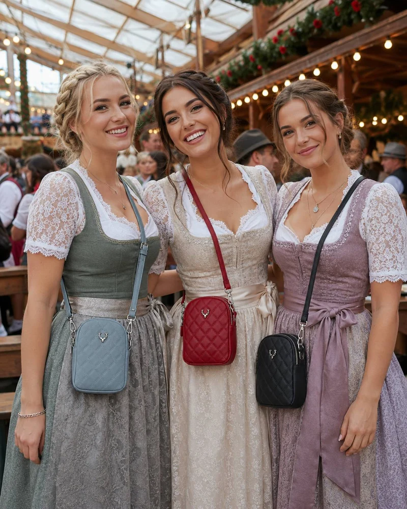 Trachten Handtasche "Emma" - Dirndl Umhängetasche | Hellgrau
