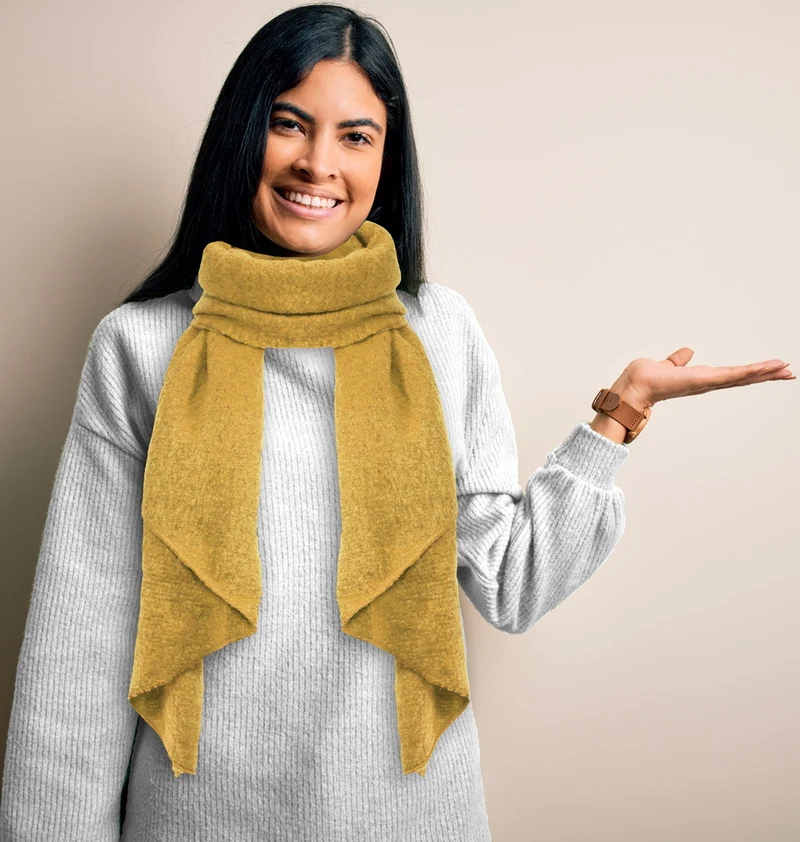 Kuscheliger Winter Schal "Eliana" 250 x 63 cm | Safrangelb