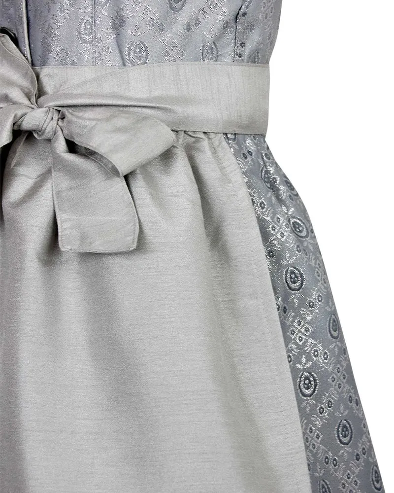 MADDOX Kinder Dirndl "Gabriella" 3-tlg. mit Bluse und Schürze | Silber Glitzer