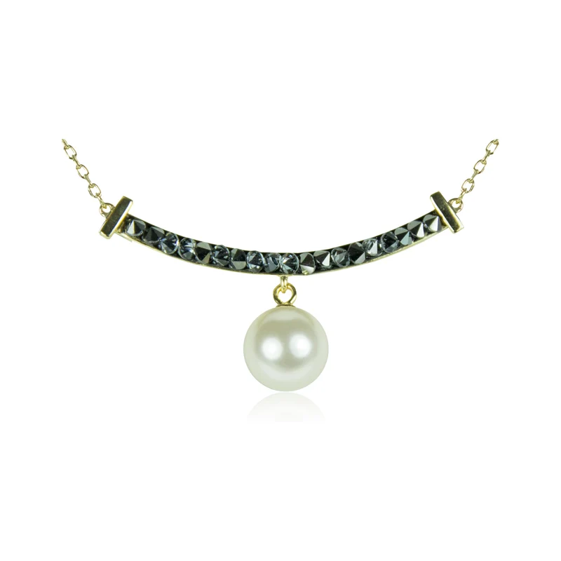 LUISIA Goldene Halskette mit schwarzen Zirkonia | 925 Silber