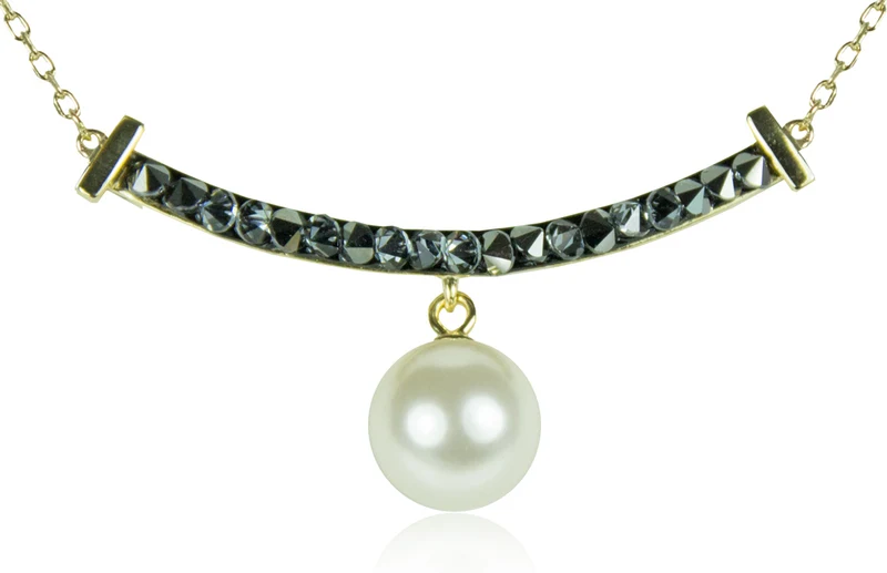 LUISIA Goldene Halskette mit schwarzen Zirkonia | 925 Silber