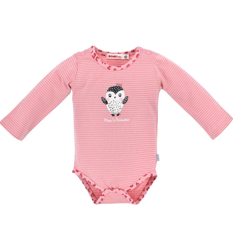 BONDI Baby Langarmbody "Mom's Princess" geringelt 86514 | Rosa
