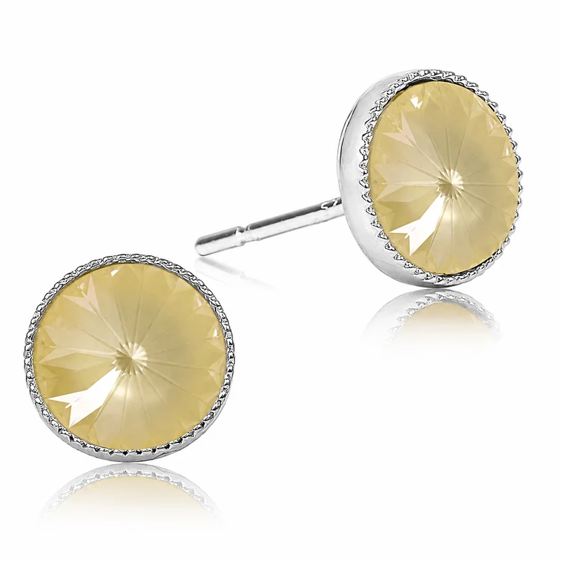 LUISIA® Solitär Ohrstecker "Joy" mit Kristallen von Swarovski® | Matt Linen Creme