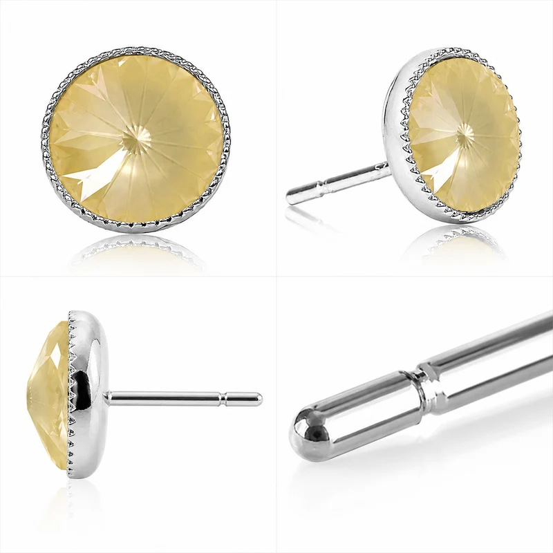 LUISIA® Solitär Ohrstecker "Joy" mit Kristallen von Swarovski® | Matt Linen Creme
