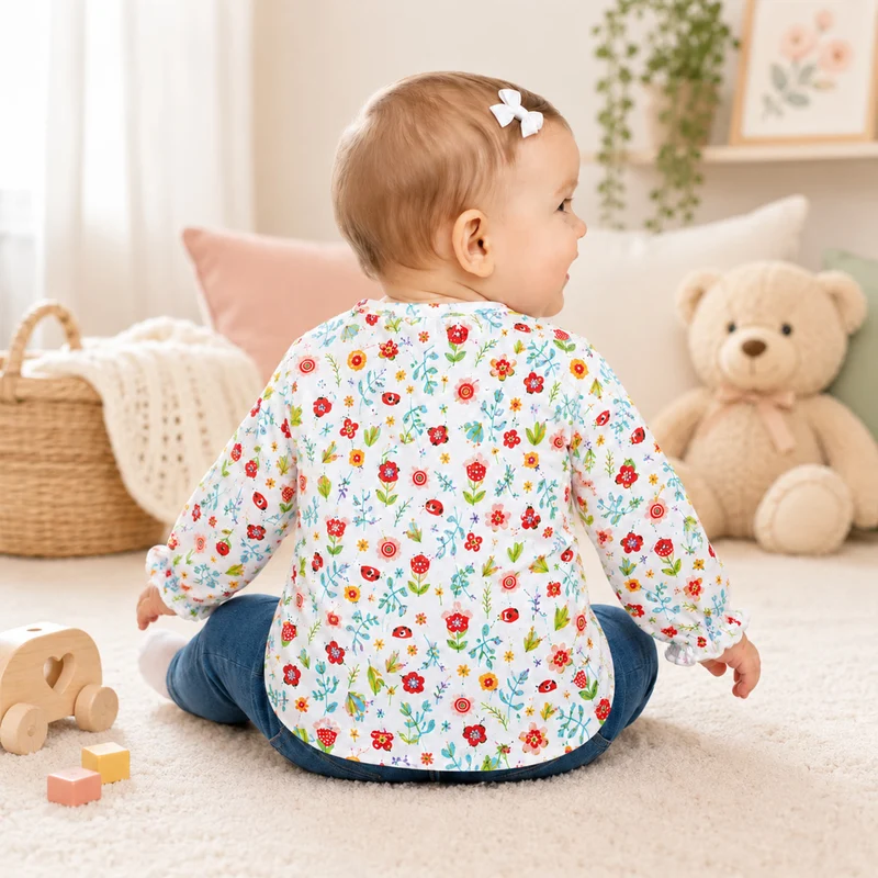 BONDI Langarmshirt "Blümchen und Käfer" 93692 - Weiß / Bunt | Pullover