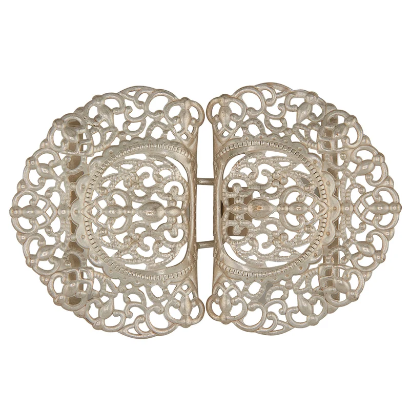 Dirndlschürzenschließe "Talea" mit Ornamentmuster 51485 - Stegbreite 4 cm | Weißgold