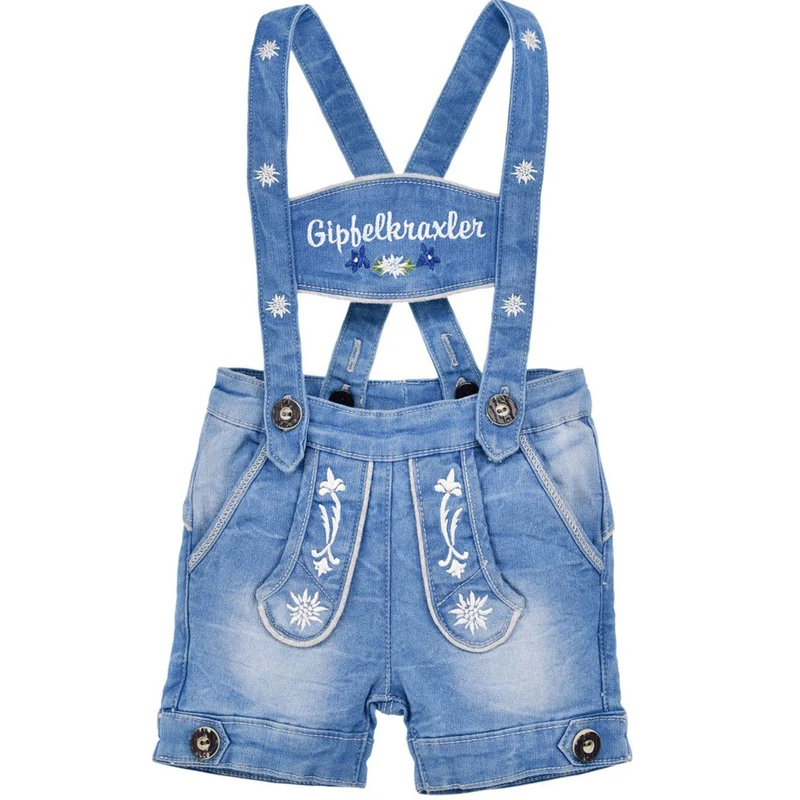 BONDI Baby Jungen Jeans Latzshort "Gipfelkraxler" 91533 | Blue denim