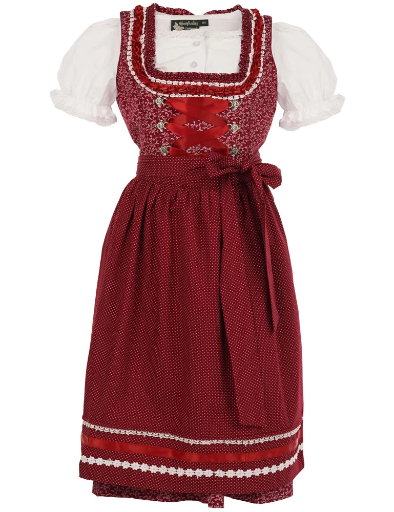 MADDOX Kinder Dirndl "Elisa" 3-tlg. | Streublümchen Rot