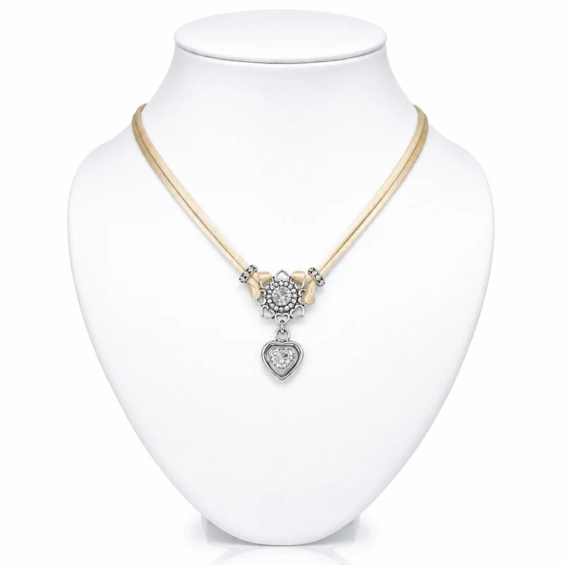 LUISIA® Halskette "Chiara" Herzblüte - Kristalle von Swarovski® | Taupe