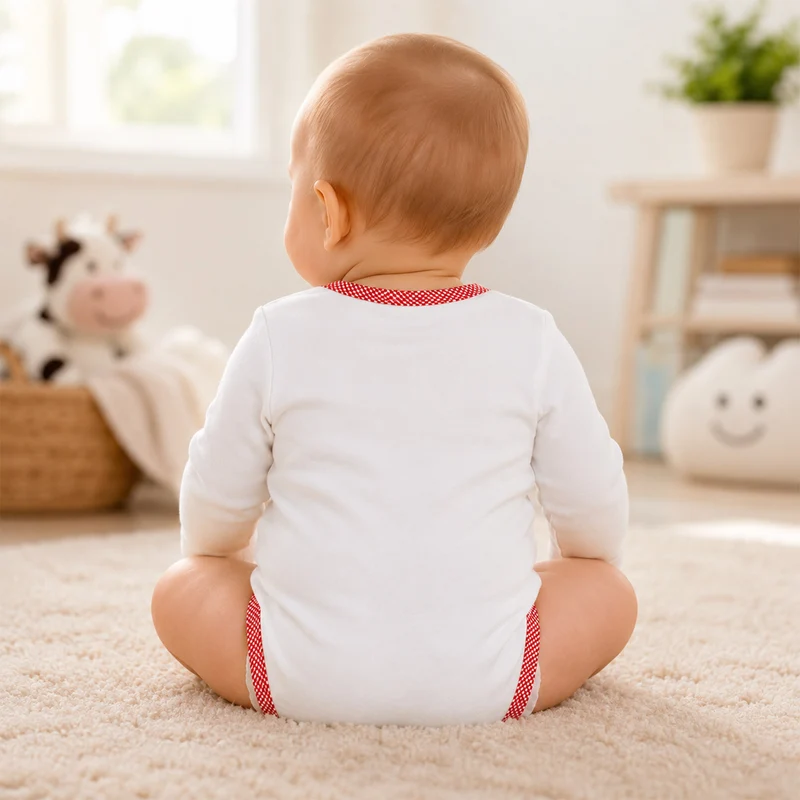 BONDI Baby Langarm Body "Kuh" 93773 | Offwhite Weiß