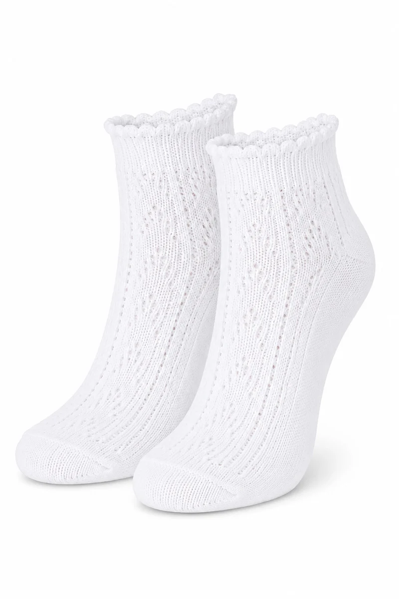 Kinder Trachten Socken Häkellook Ajour 11041 | Weiß