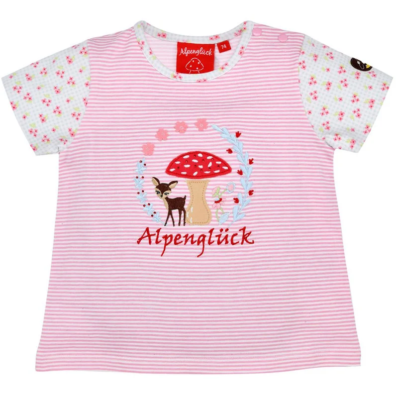 BONDI Mädchen T-Shirt "Alpenglück" mit Reh und Pilz 86615 | Rosa