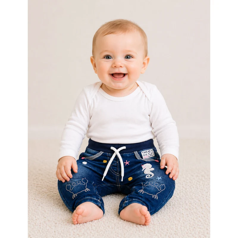 BONDI Baby Mädchen Jeans "Marine Life" 86699 | Blue denim