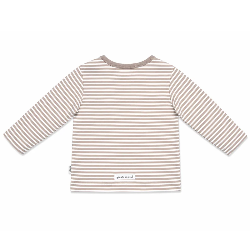 BONDI Baby Langarmshirt "Lastwagen" 93987 | stripe cappuccino white