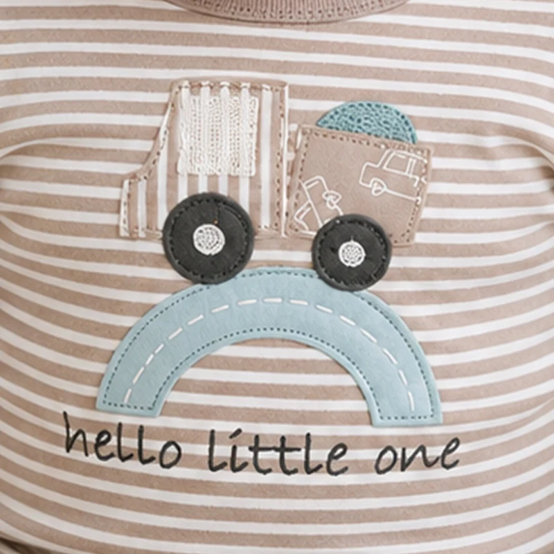 BONDI Baby Langarmshirt "Lastwagen" 93987 | stripe cappuccino white